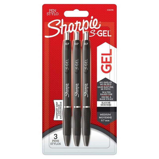 Sharpie S-Gel gel pens black 0.7mm pack of 3 (British brand)