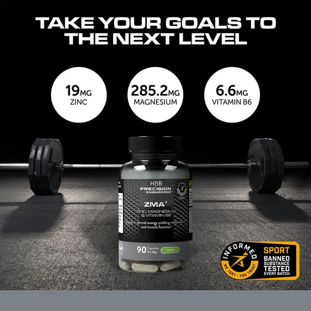 Precision Engineered ZMA capsules with zinc, magnesium, and B6 90 capsules, UK version
