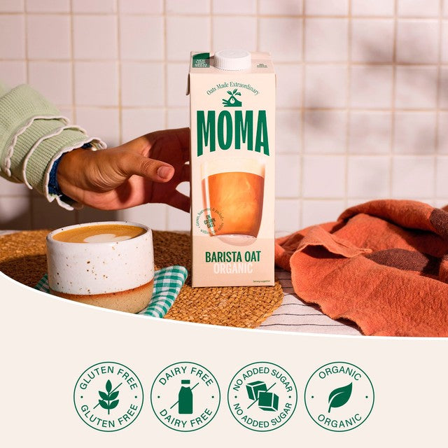 Moma Organic Barista Oat Drink 1L, imported from the UK