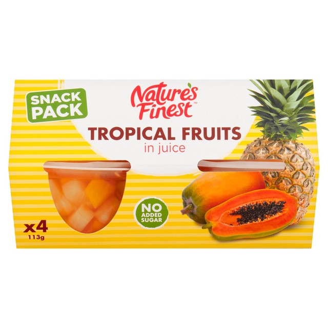 Nature's Finest Tropical Fruit Salad Fruit Pots 4x113g (British brand)
