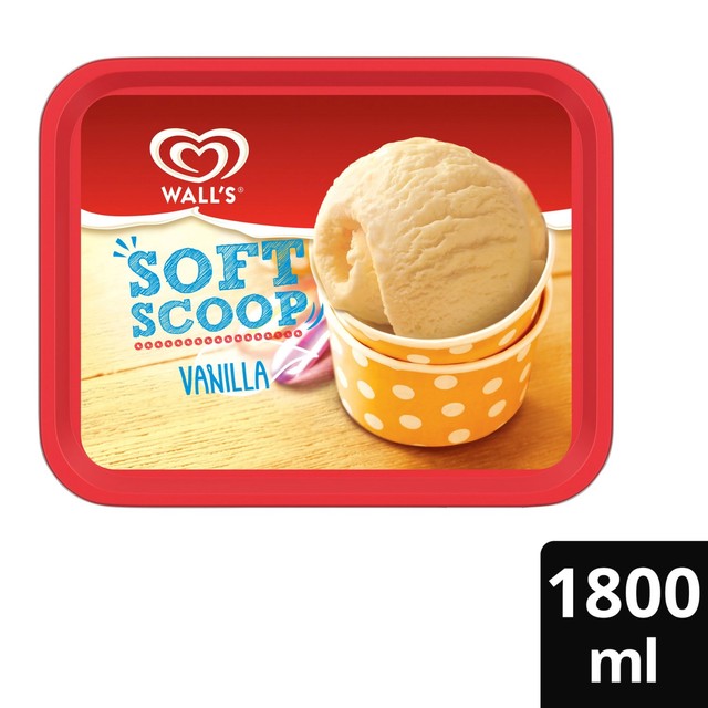 Wall's soft scoop vanilla ice cream 1.8L tub (British brand)