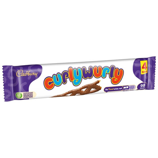 Cadbury Curly Wurly chocolate bar with caramel 4x21.5g - British product