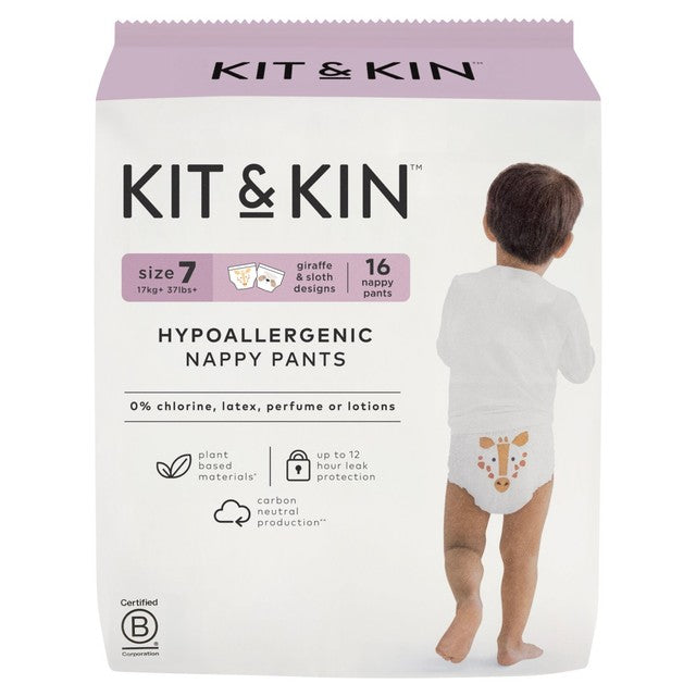 Kit & Kin Hypoallergenic Nappy Pants Size 7 (17+kg), UK version