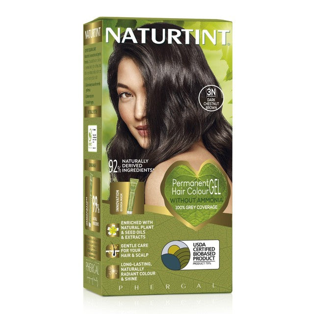 Naturtint permanent hair colour gel 3N Dark Chestnut Brown, imported from the UK