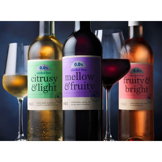 M&S alcohol-free Merlot wine 75cl, imported from the UK