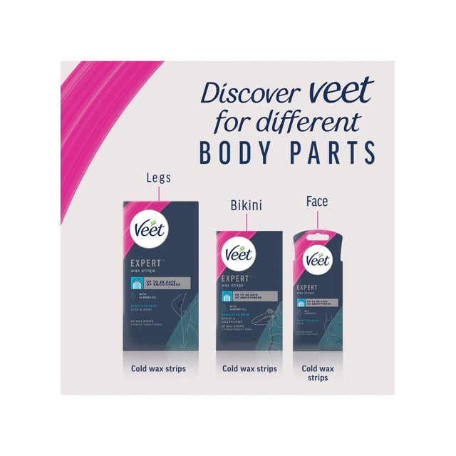 Veet wax strips for face normal skin 20 strips (British brand)