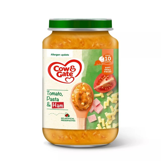 Cow & Gate tomato ham pasta baby food jar 200g - British product