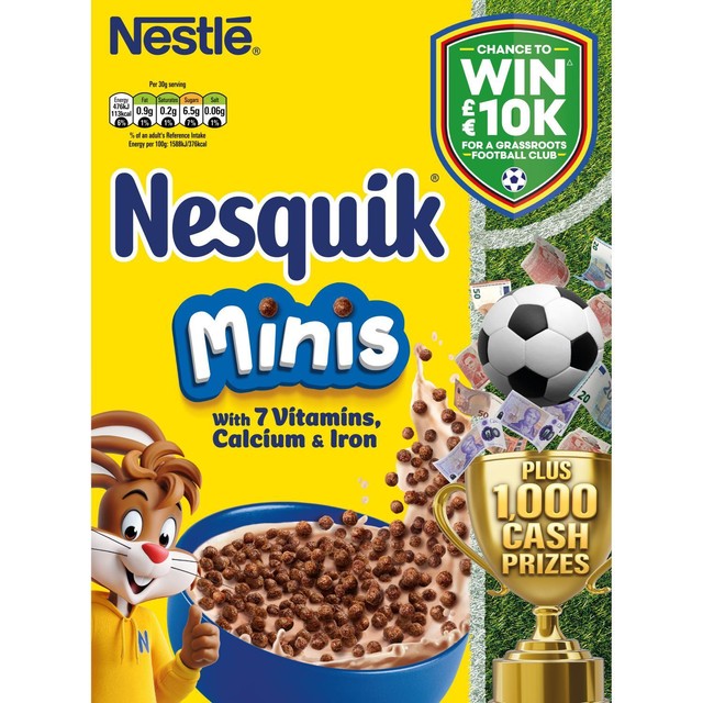 Nesquik chocolate minis breakfast cereal 300g, imported from the UK