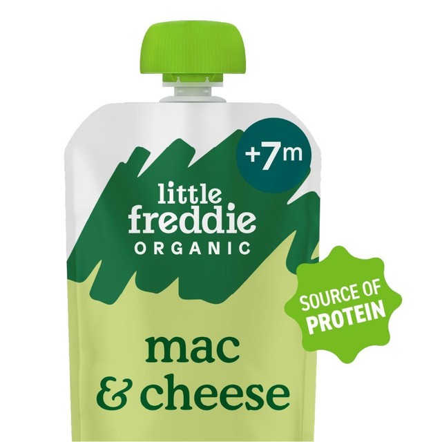 Little Freddie organic mac and cheese broccoli cauliflower baby food pouch 130g, UK version