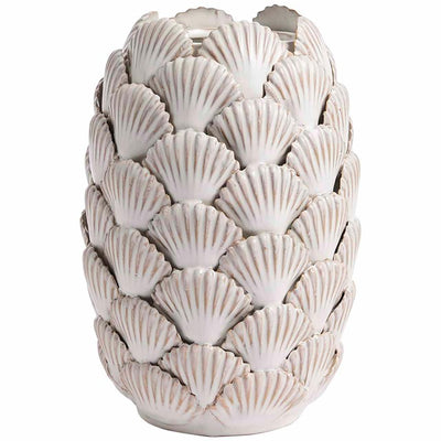 M&S Medium Shell Textured Ceramic Vase White