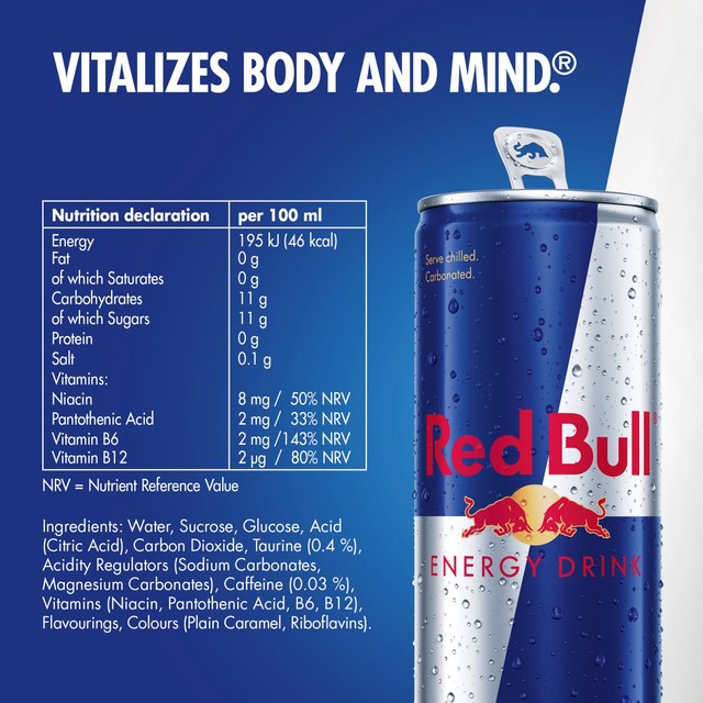 Red Bull energy drink 4 x 355ml, imported from the UK