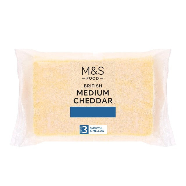 M&S medium cheddar cheese 350g, imported from the UK