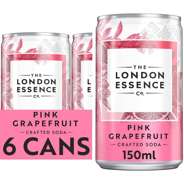 London Essence pink grapefruit soda 6x150ml cans, UK version