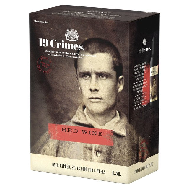19 Crimes premium red wine box containing 1.5L - British product