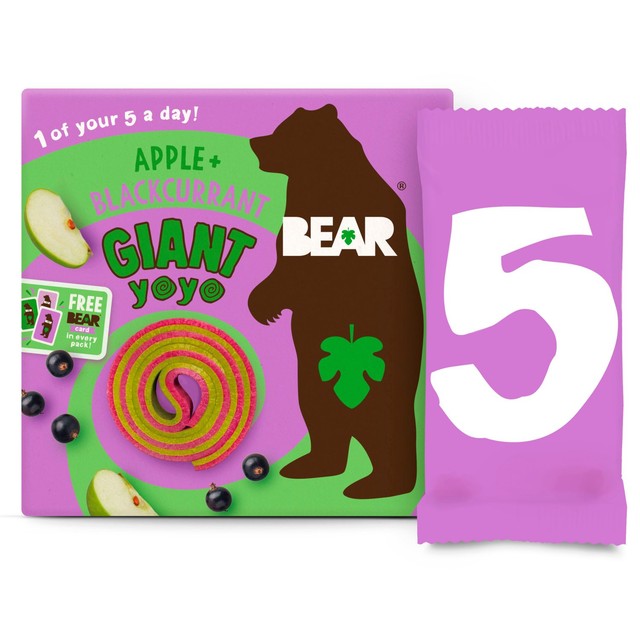Bear Giant Fruit Yoyos apple and blackcurrant fruit rolls 5 x 20g - British product
