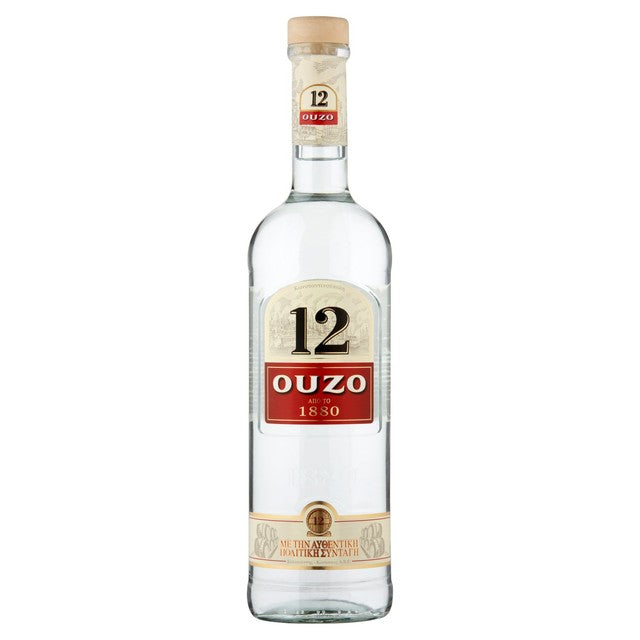 Ouzo 12 anise spirit 70cl, imported from the UK