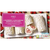M&S raspberry and mascarpone meringue roulades 370g, imported from the UK