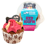 The Barking Bakery Woofin dog treat muffin, vanilla with pink yoghurt icing, 95g (British brand)