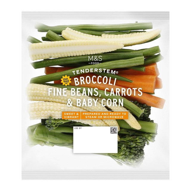 M&S baby corn and mixed vegetable selection 200g, imported from the UK