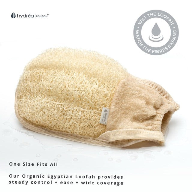 Hydrea London organic Egyptian loofah dual sided glove, UK version