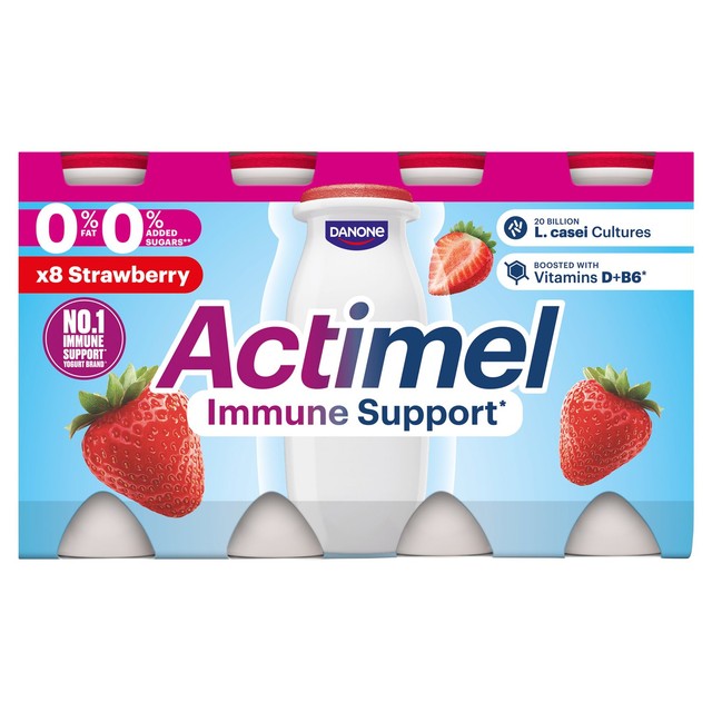 Actimel strawberry fat-free yoghurt drink multipack 8 x 100g - British product