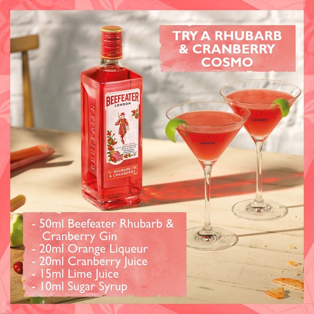 Beefeater Rhubarb & Cranberry Flavoured Pink Gin 70cl - British product