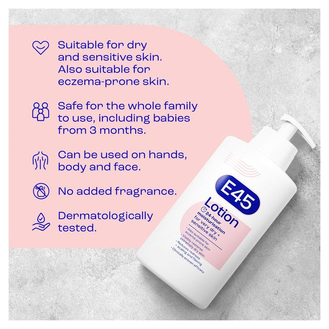 E45 Moisturising Body Lotion for Dry & Sensitive Skin 500ml - British product