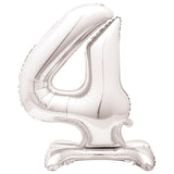 Unique Party Foil Balloon Number 4 Silver 76cm, UK version