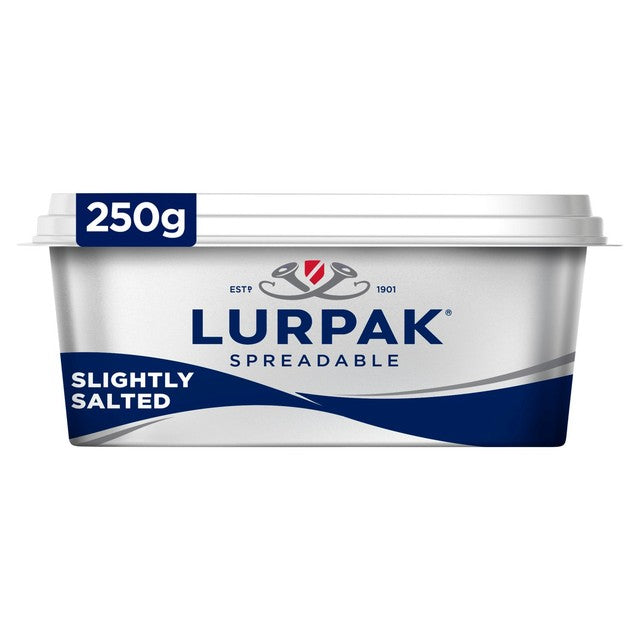 Lurpak Spreadable Butter Slightly Salted 250g, imported from the UK