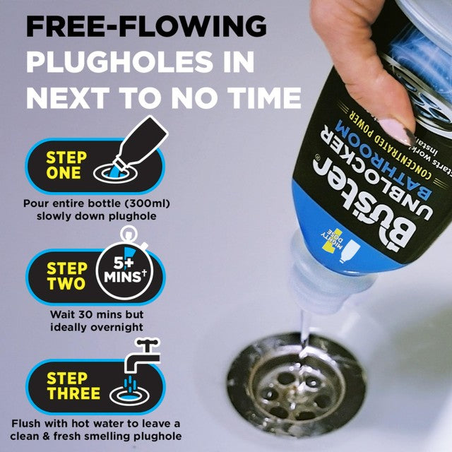 Buster Bathroom Drain Unblocker Mighty 1 Dose 300ml - British product