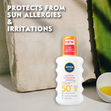 Nivea Sensitive Sun Lotion Spray SPF 50+ 200ml, imported from the UK