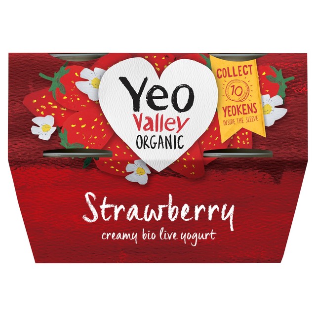 Yeo Valley Organic strawberry yoghurt pots 4 x 110g (British brand)