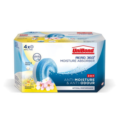 Unibond AERO 360 Moisture Absorber Wildflower Refill Tabs 4 x 450g