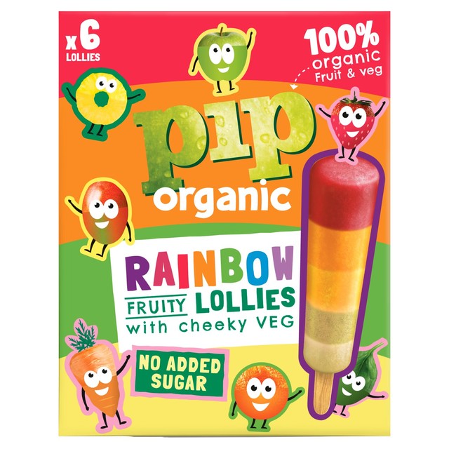 Pip Organic Rainbow Lollies with Cheeky Veg 6x40ml, imported from the UK