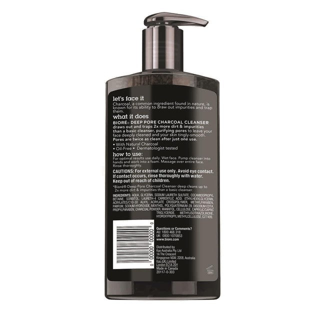 Biore charcoal pore cleanser 200ml - British product