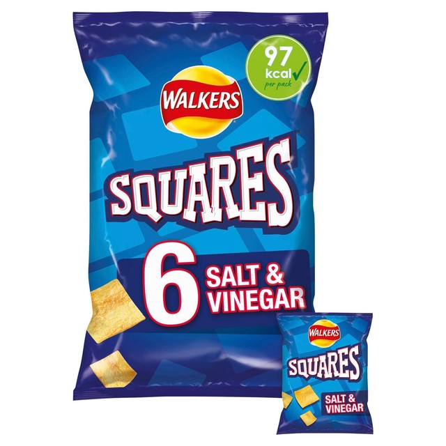 Walkers Squares Salt & Vinegar potato snacks multipack 6x22g (British brand)