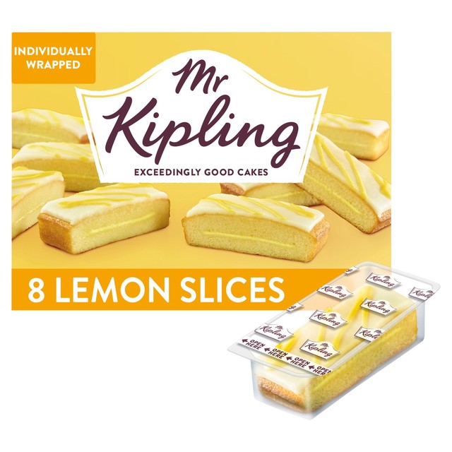 Mr Kipling lemon cake slices 8 per pack, imported from the UK