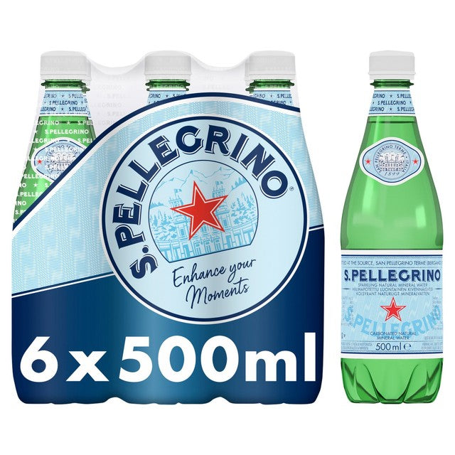 San Pellegrino sparkling mineral water 6 x 500ml bottles (British brand)