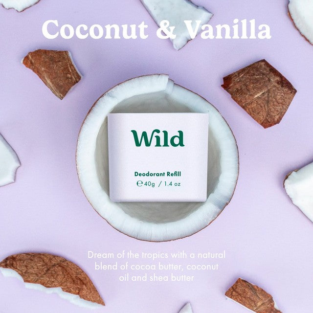 Wild Deodorant Starter Pack Coconut & Vanilla 40g (British brand)