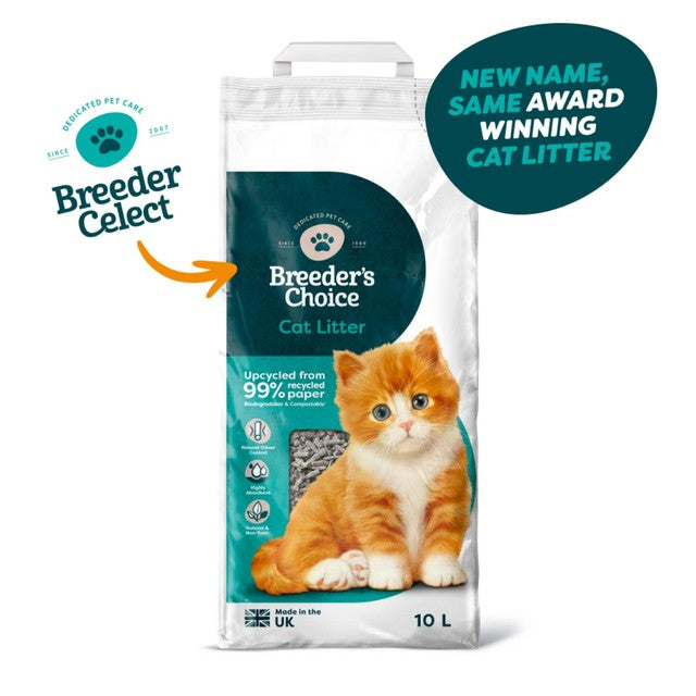 Breeder Celect paper non-clumping cat litter 10L - British product