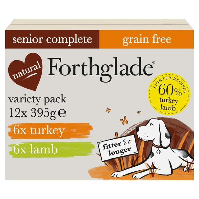 Forthglade Senior Wet Dog Food Turkey & Lamb Variety Pack 12 x 395g - British product
