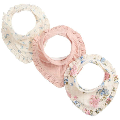 M&S Girls Cotton Rich Floral Bibs Blush Baby Bibs One Size