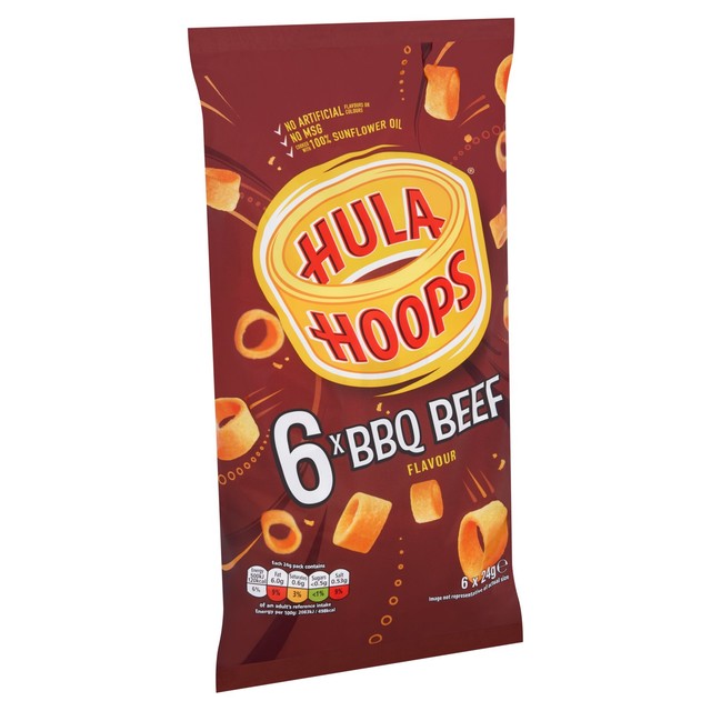 Hula Hoops BBQ Beef crisps 6-pack, UK version
