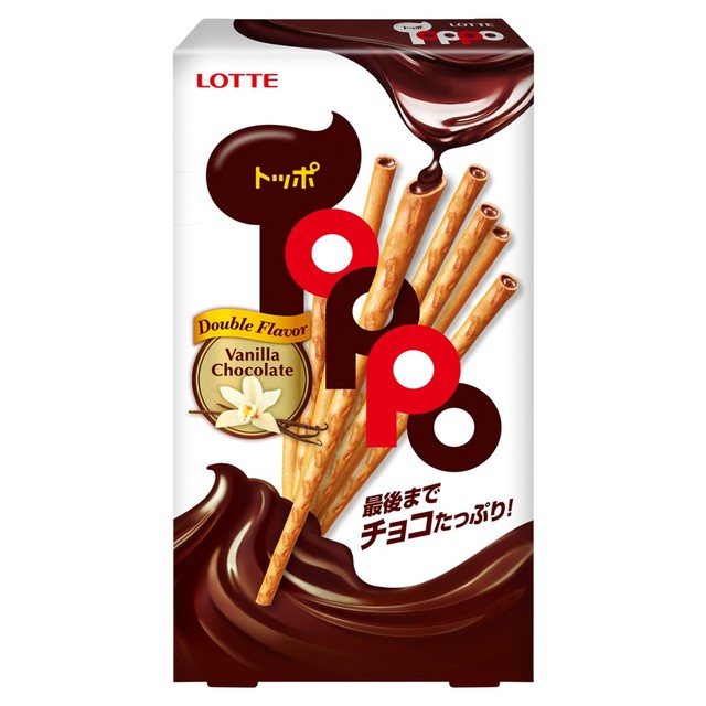 Lotte Toppo vanilla chocolate cream filled pretzel stick 40g, UK version