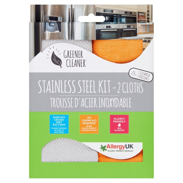 Greener Cleaner Stainless Steel Microfibre Cloth Kit 30x35cm - British product