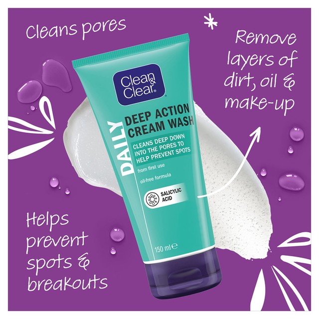 Clean & Clear Deep Action Cream Face Wash 150ml - British product