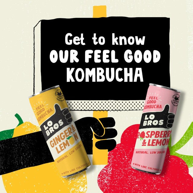 Lo Bros kombucha passionfruit low sugar 330ml, UK version