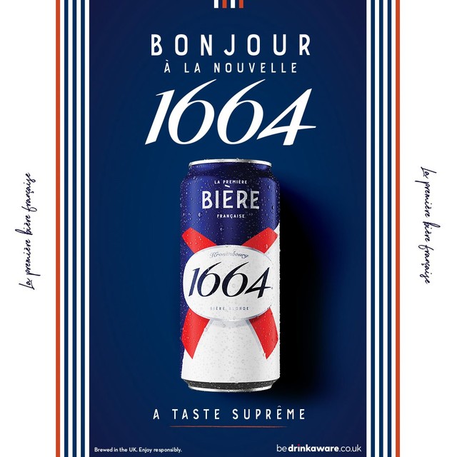 Kronenbourg 1664 lager beer 15x440ml cans, UK version