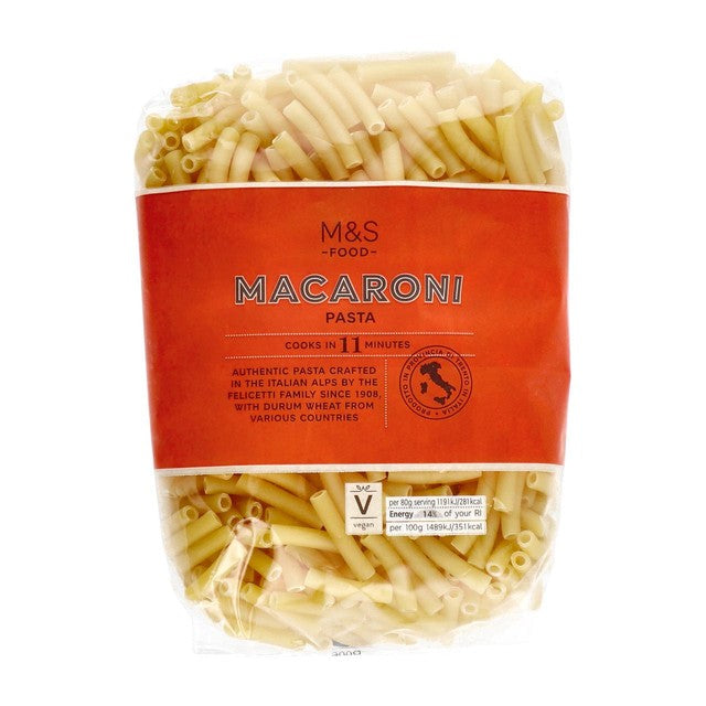 M&S macaroni pasta 500g, imported from the UK