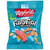 Maynards Bassetts Fizzy Fish jelly sweets 130g, imported from the UK